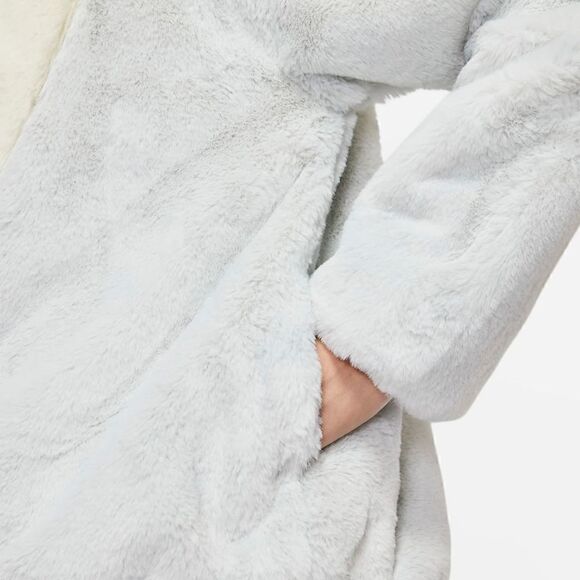 Nike Sportswear Faux Fur Swoosh Jacket Photon Dust Grey Giant Logo Dunk Low L - Picture 15 of 16